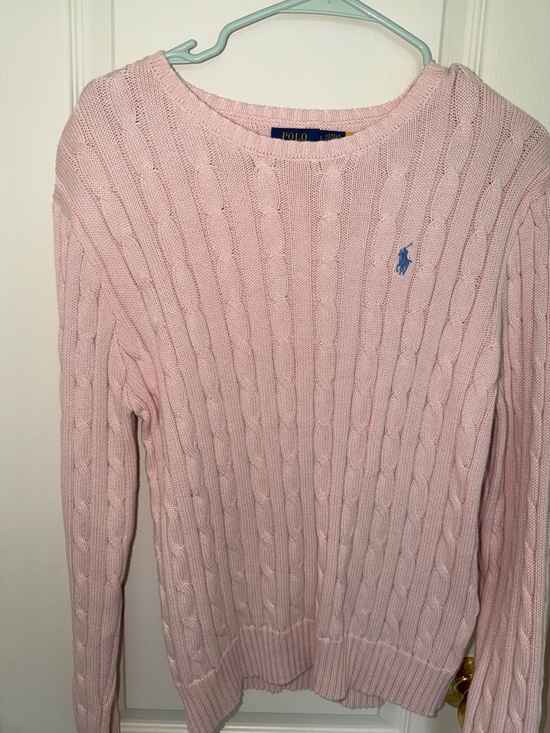 Polo Ralph Lauren Sweaters - Polo by Ralph Lauren Light Pink Cable Knit Crewneck Sweater